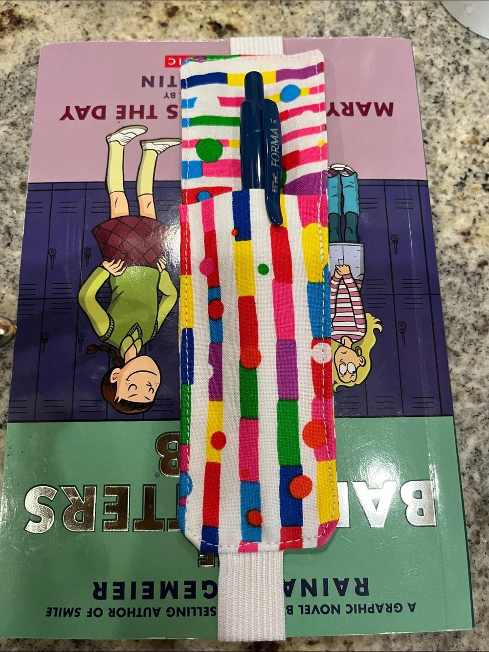 Colorful Striped Dot Pencil Sleeve - White Multicolor